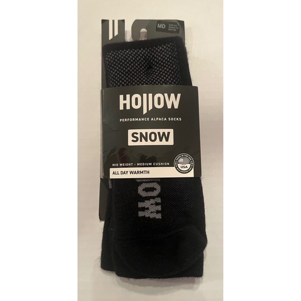 Hollow Snow‎ Performance Alpaca Wool Socks Mid Weight Med Cushion Men 7-9.5